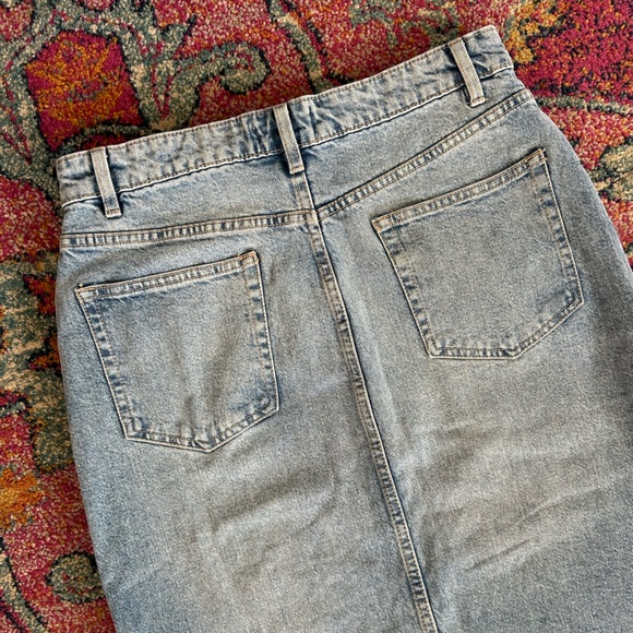 Zara | Light Blue Denim Front Slit Midi Jean Skirt, Front/Back Pockets, Size L - Picture 10 of 15